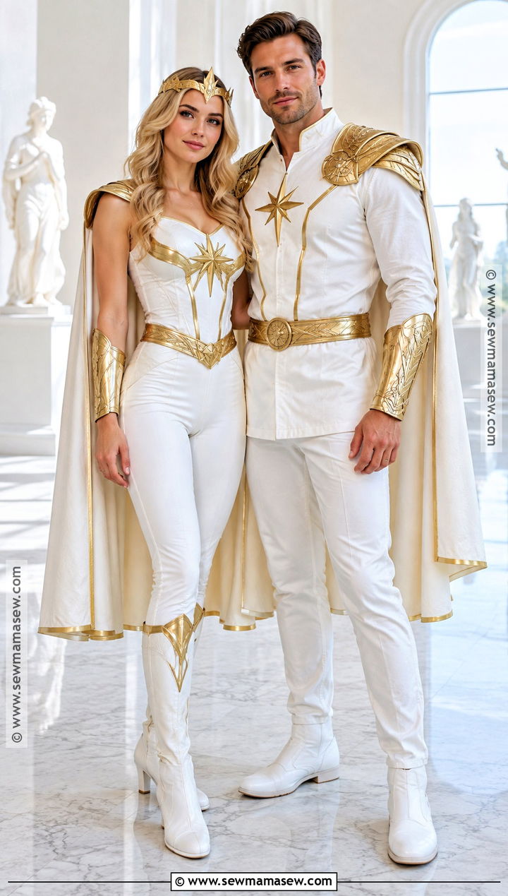 White And Gold Wonder Woman Couple Costume - 30 wonder woman couple costume ideas