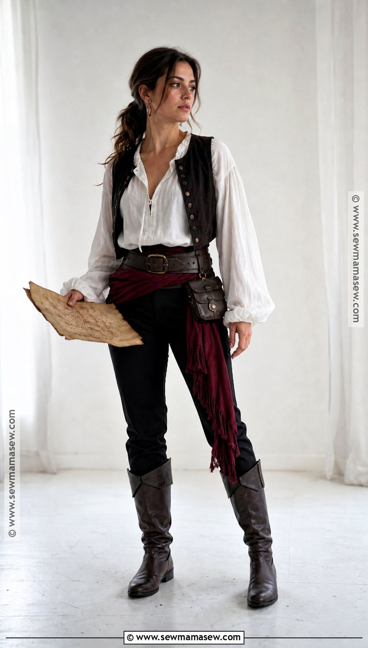 White Blouse And Black Pants Pirate Costume - 30 Simple Pirate Costume Ideas for Women