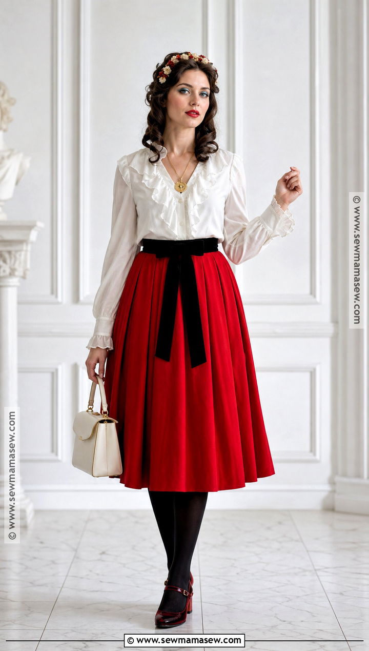 White Blouse And Red Skirt Love Witch Outfit - 30 love witch outfit ideas