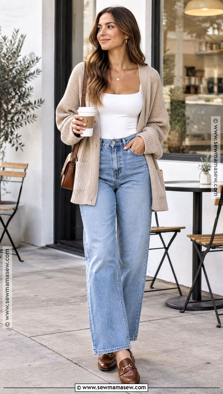 White Bodysuit With Wide Leg Jeans - 15 Body Suit Outfits Fall Casual