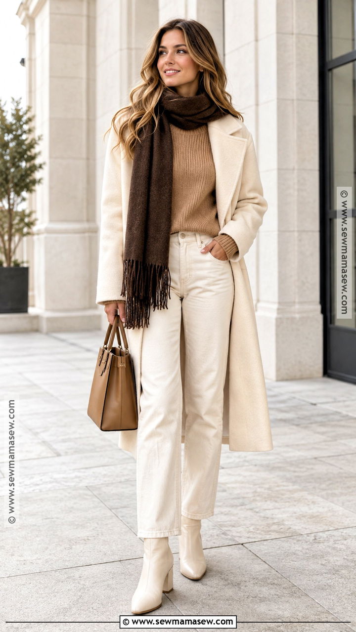 White Boots With Neutral Fall Layers - 20 fall fashion boots