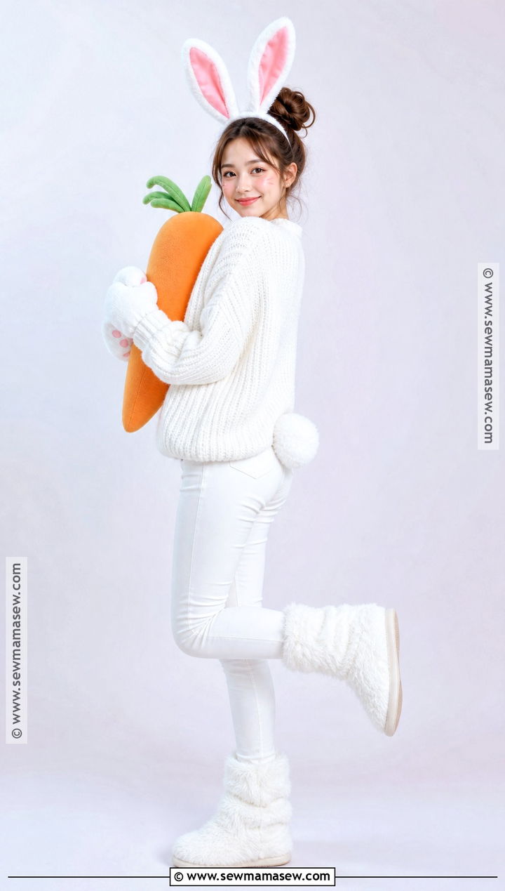 White Bunny Costume With Fluffy Details - 35 animal costume ideas