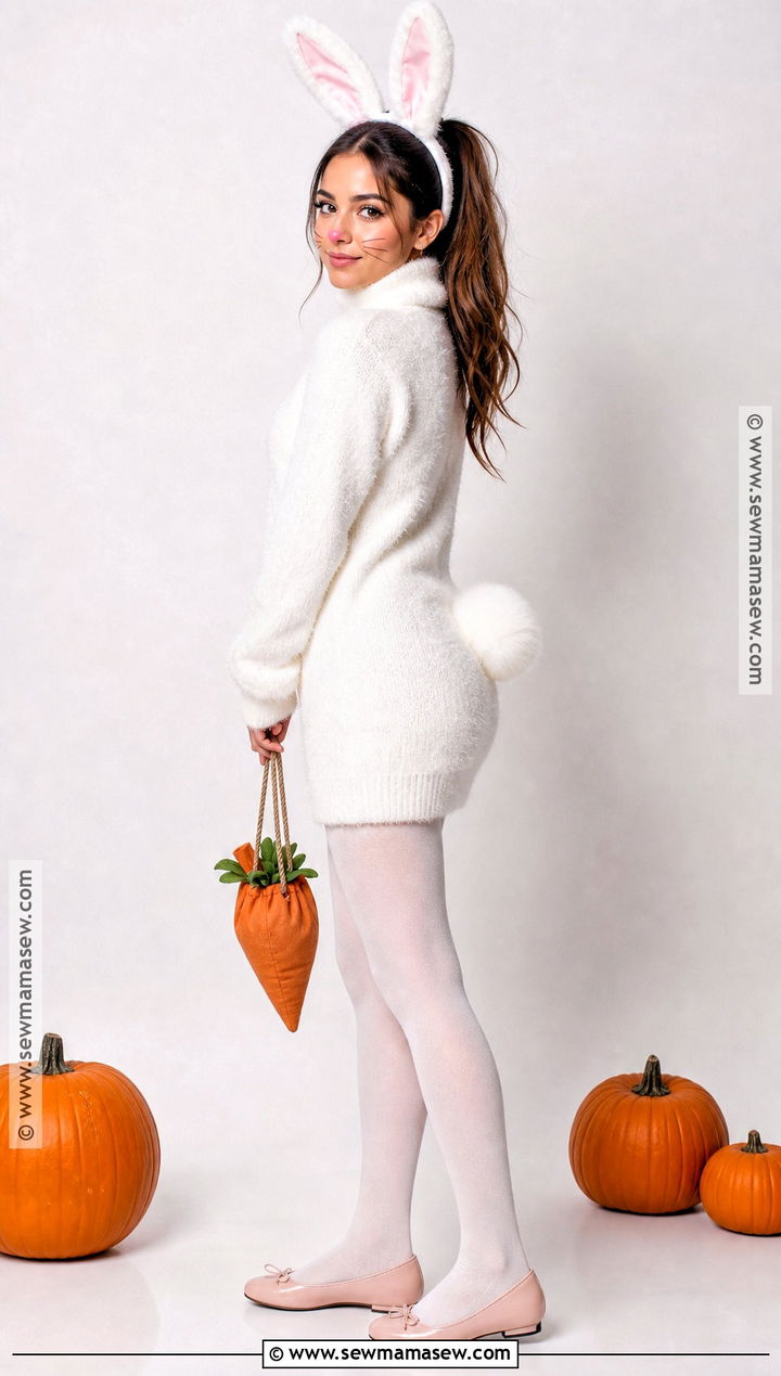 White Bunny Costume With Pink Details - 50 cute halloween costumes