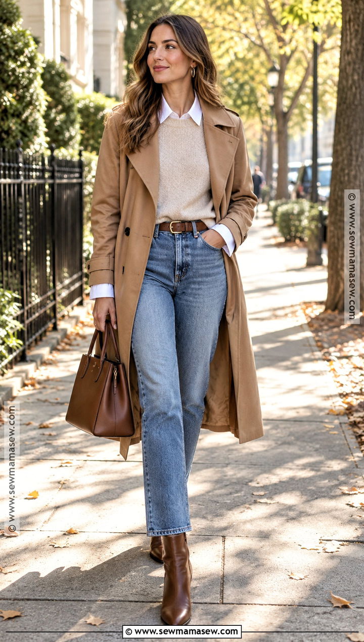 White Button Down and Sweater Layered Fall Capsule Outfit - 15 10 Piece Fall Capsule Wardrobe Ideas