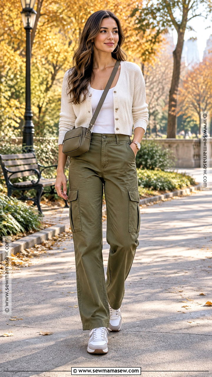 White Cardigan With Cargo Pants - 20 White Cardigan Outfit Fall Ideas