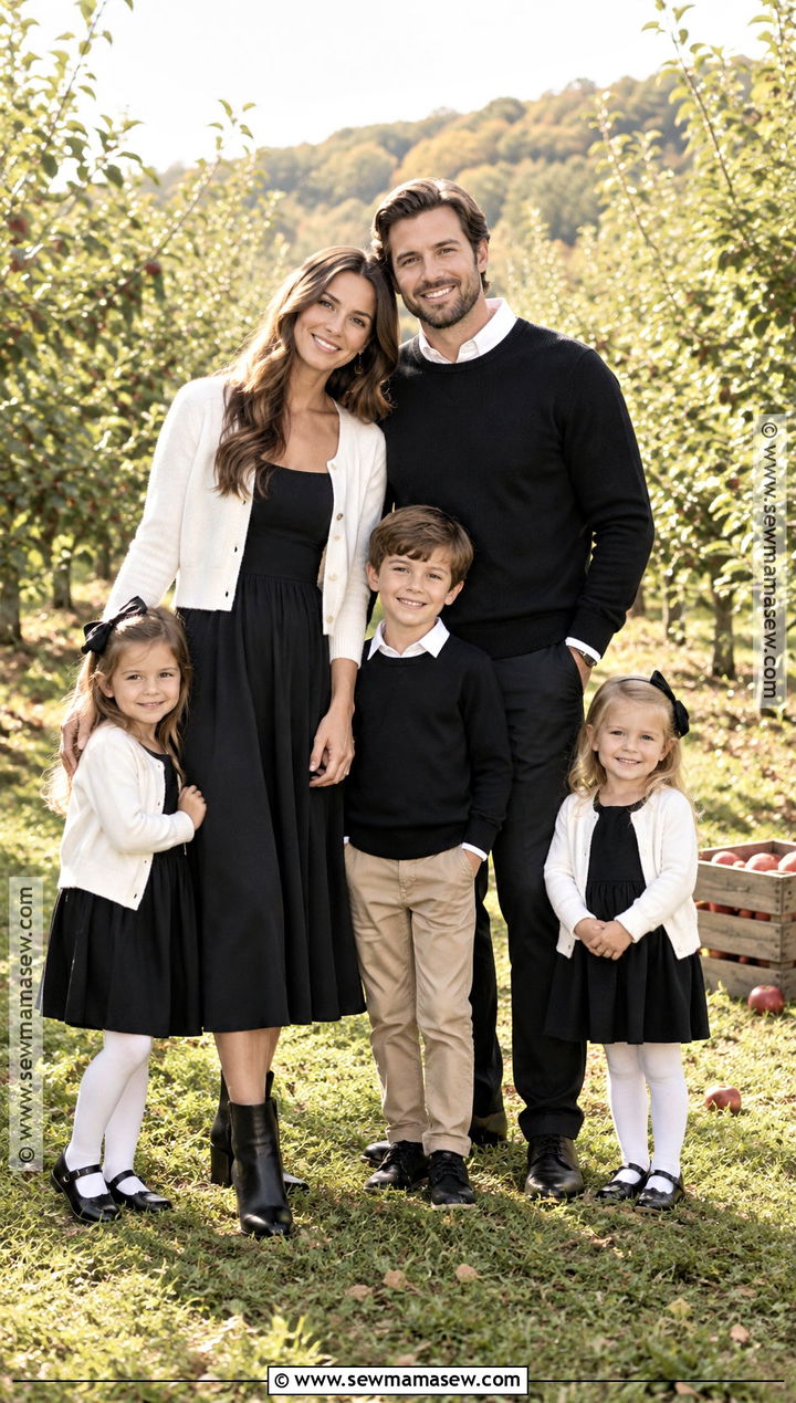 White Cardigans And Black Dresses - 15 fall family pictures black and white outfits