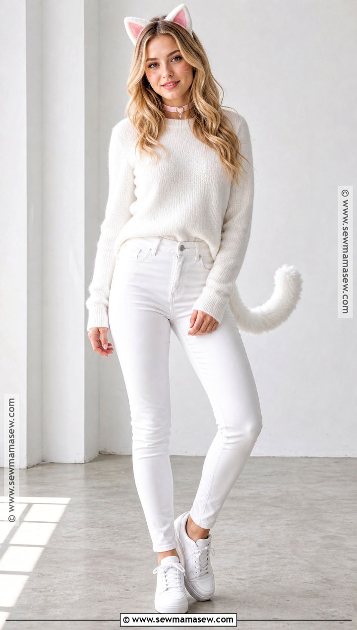 White Cat Costume - 30 easy cat costume ideas