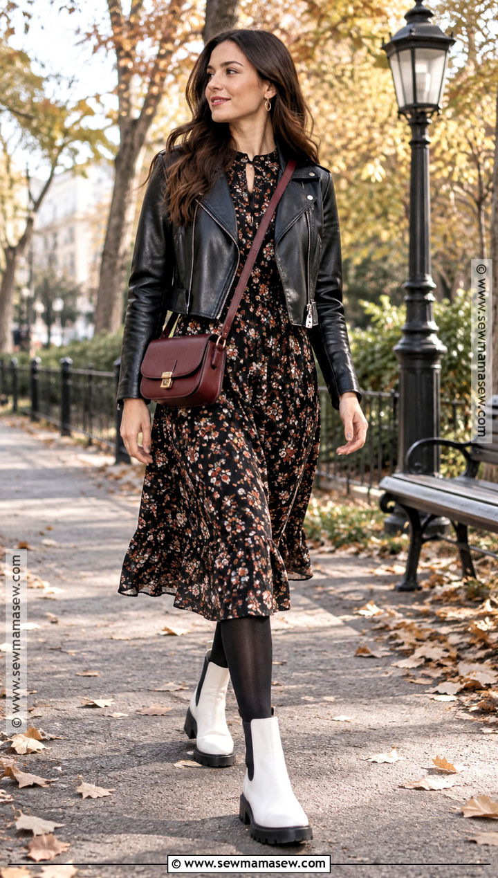 White Chelsea Boots With A Floral Midi Dress - 15 white chelsea boots outfit fall