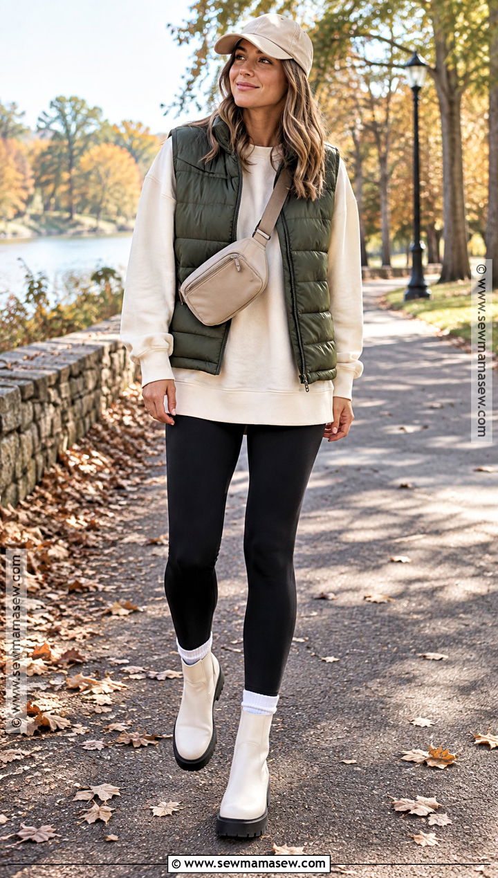 White Chelsea Boots With A Puffer Vest - 15 white chelsea boots outfit fall