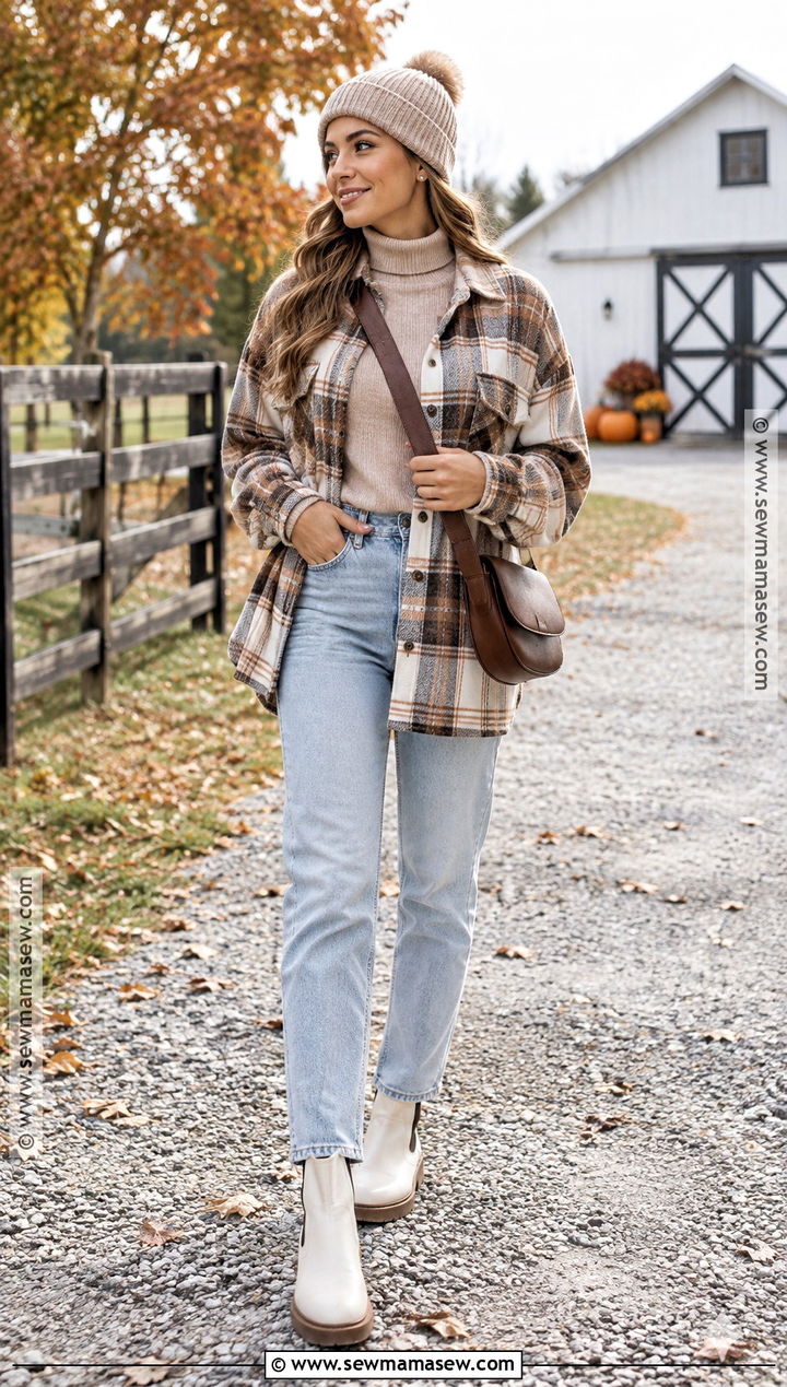 White Chelsea Boots With A Shacket And Jeans - 15 white chelsea boots outfit fall