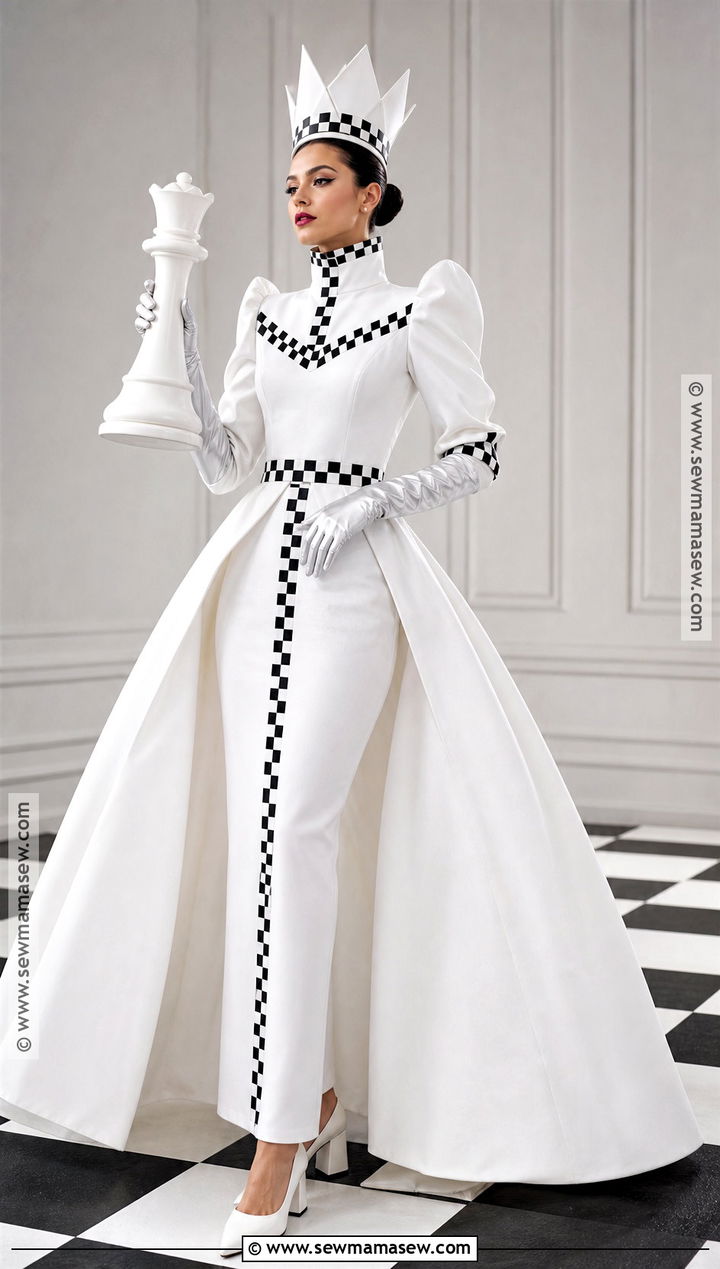 White Chess Queen Costume With Crown - 30 white costume ideas for women