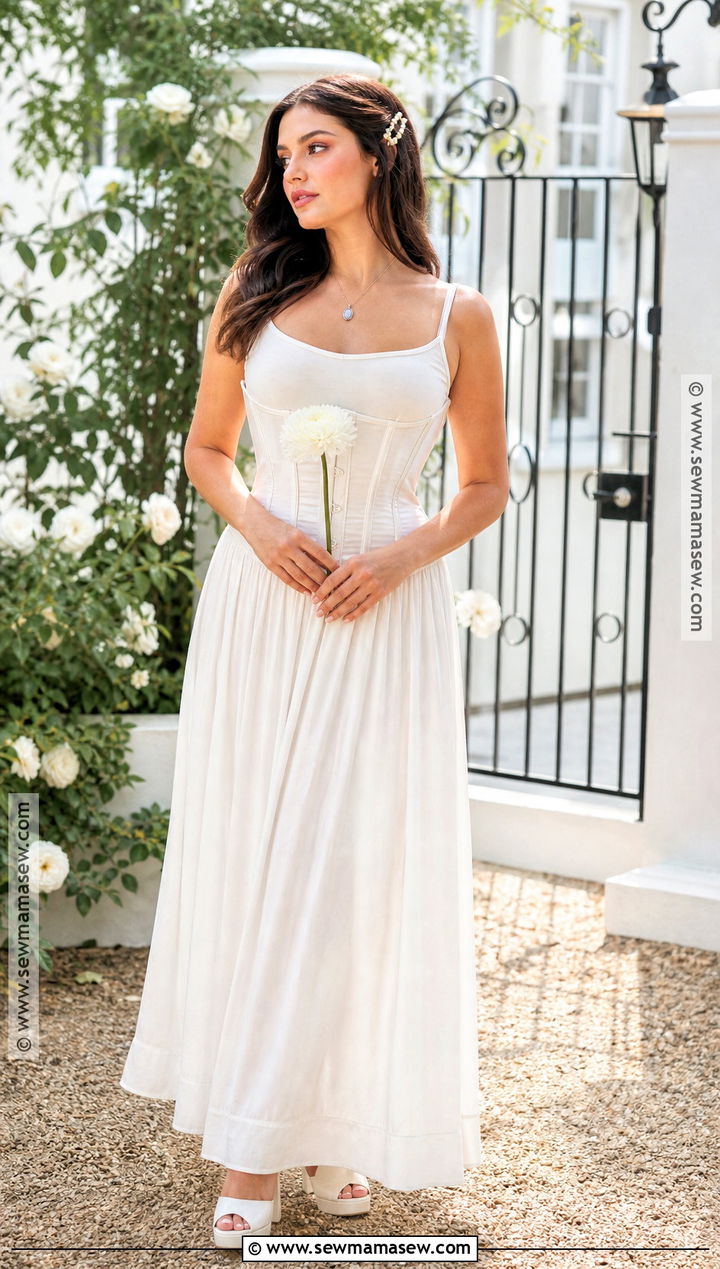 White Corset And Maxi Skirt Costume - 30 Madison Beer Halloween Costume Ideas