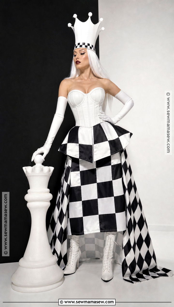 White Corset Chess Queen Costume - 35 White Corset Halloween Costume Ideas