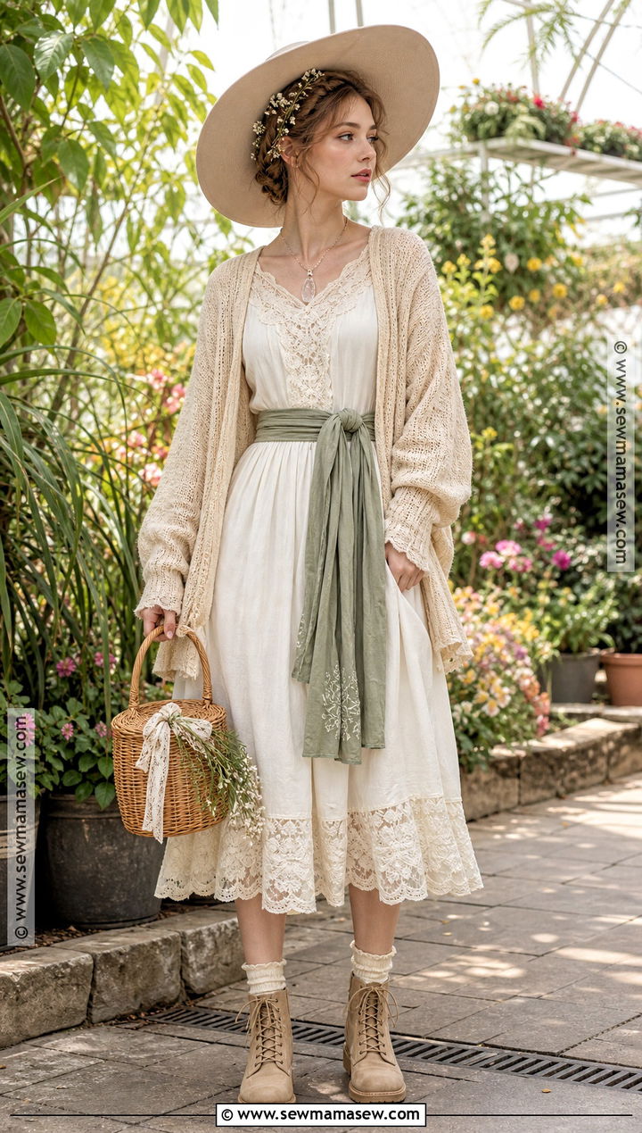 White Cottagecore Witch Outfit With Lace Dress - 30 cottagecore witch outfit ideas