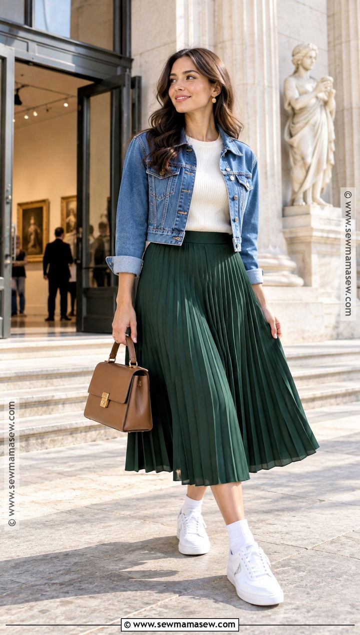 White Court Sneakers With A Pleated Skirt - 15 Fall Sneakers 2026 for Women