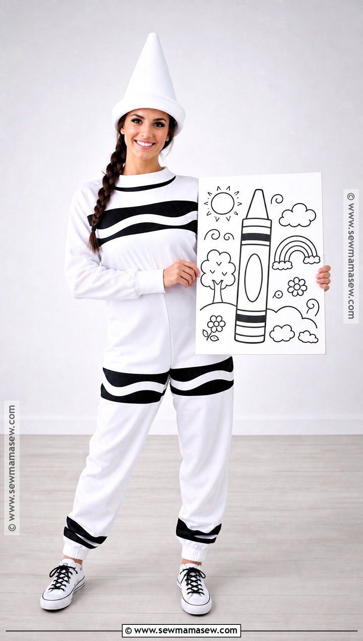 White Crayon Costume With Black Trim - 35 crayon costume ideas