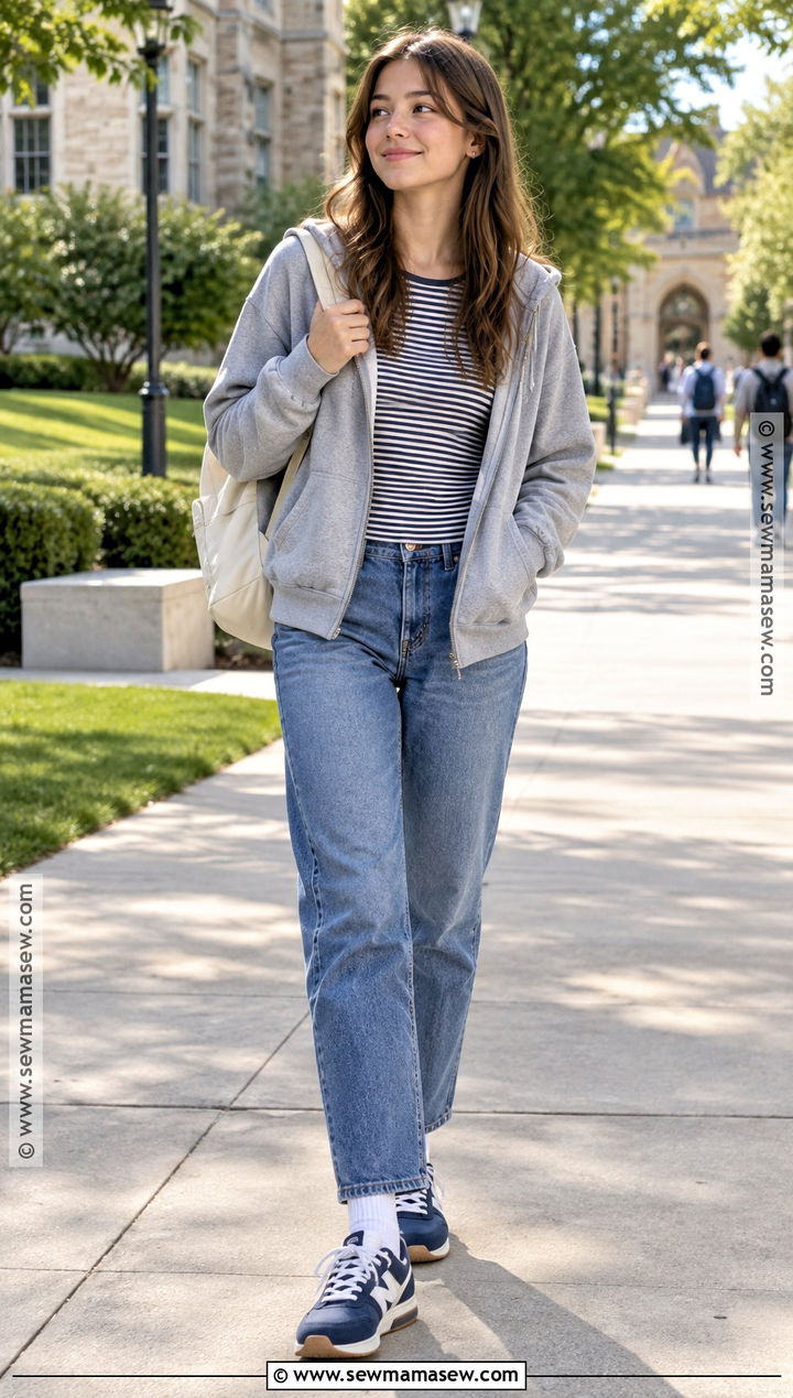 White Crew Socks With Jeans And Retro Sneakers - 15 Back To School Sock Ideas