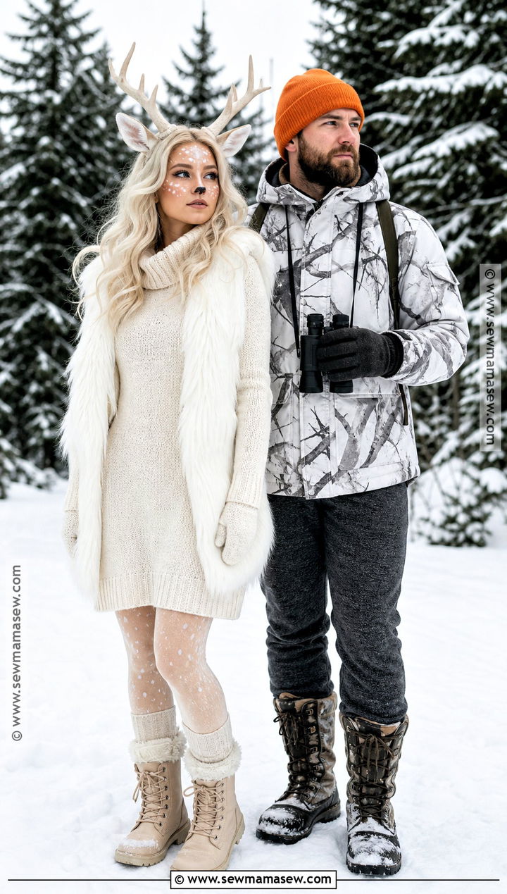 White Deer And Winter Hunter Costume - 40 deer and hunter costume ideas