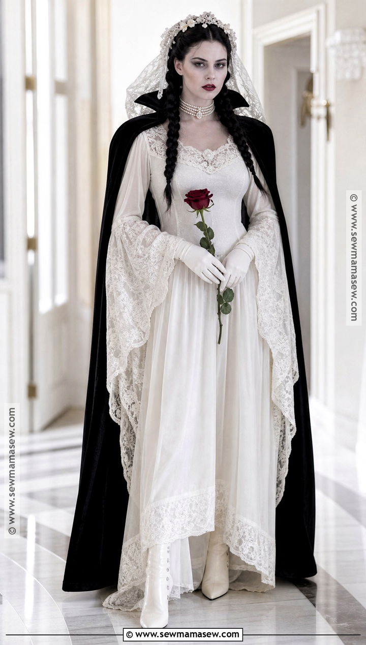 White Dracula Bride Costume With Veil - 30 Dracula Costume Ideas for Women