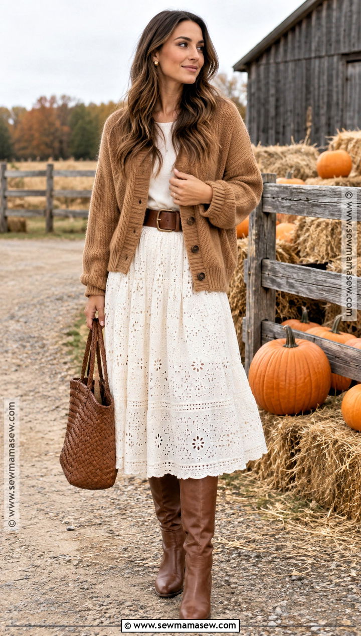 White Eyelet Skirt Pumpkin Patch Outfit - 20 skirt pumpkin patch outfit ideas