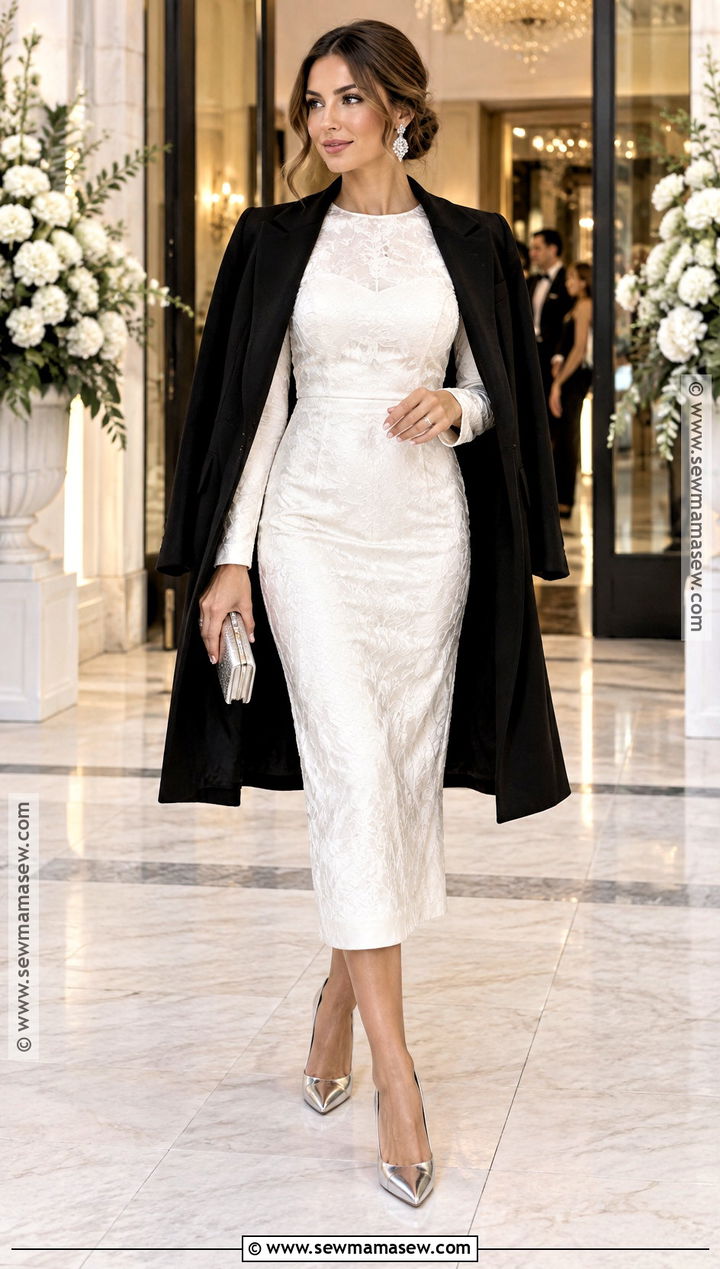 White Fall Party Dress With Metallic Heels - 20 White Fall Dress Ideas