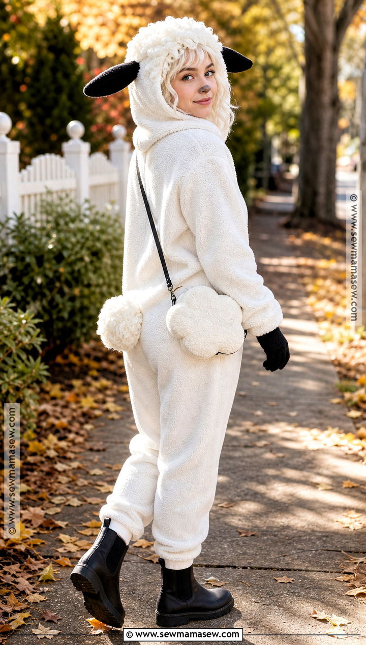 White Fleece Hoodie Lamb Costume - 30 lamb halloween costume ideas