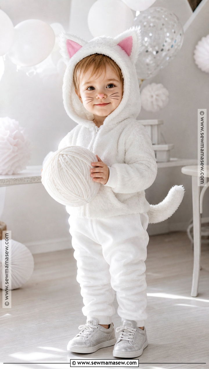 White Fluffy Cat Costume - 30 toddler cat costume ideas