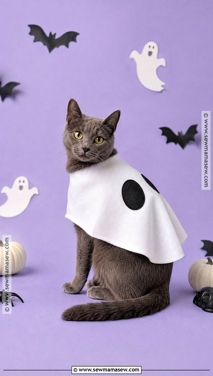 White Ghost Cat Costume - 30 Halloween Costume Ideas for Cats