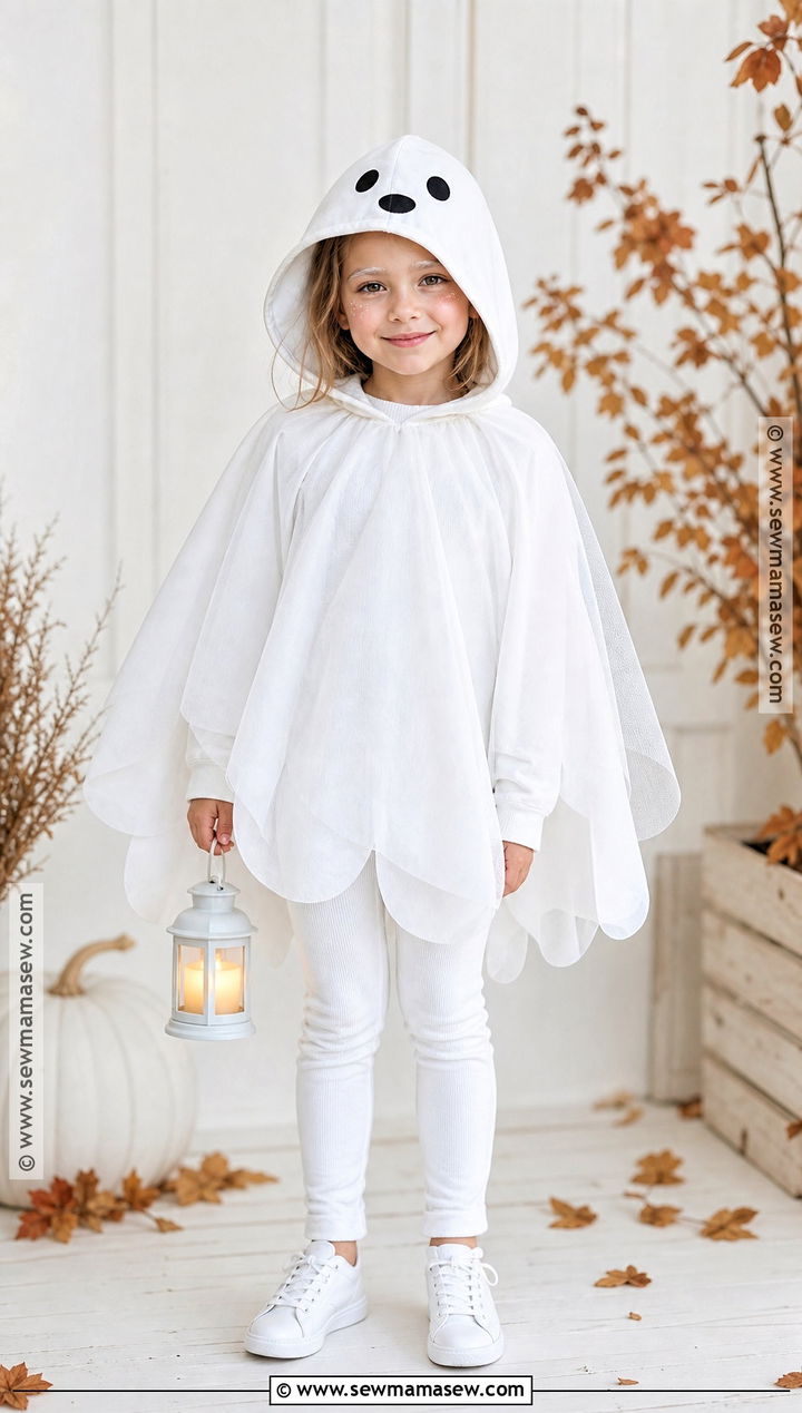 White Ghost Costume With Tulle Layers - 45 kids halloween costumes