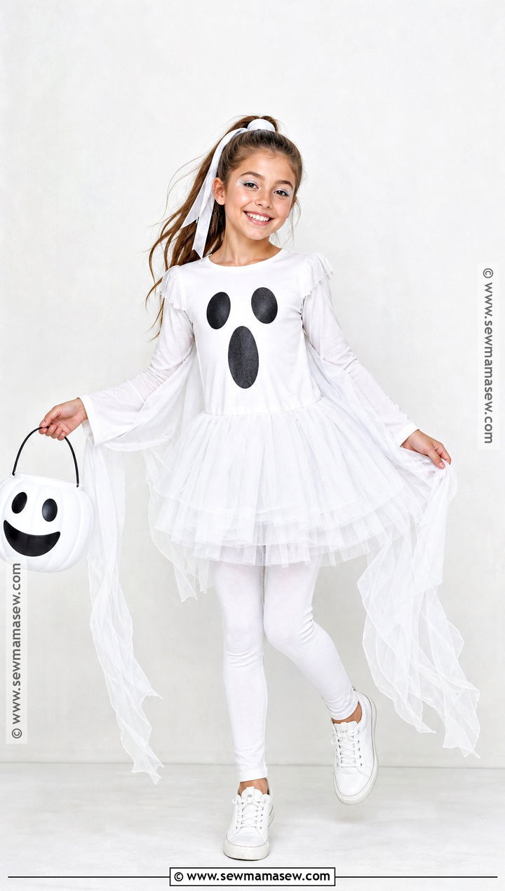 White Ghost Costume With Tulle Skirt - 40 halloween costume ideas for girls