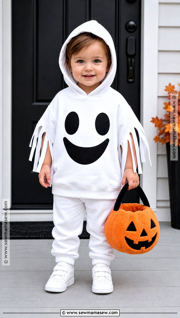 White Hoodie Toddler Ghost Costume - 30 toddler ghost costume ideas