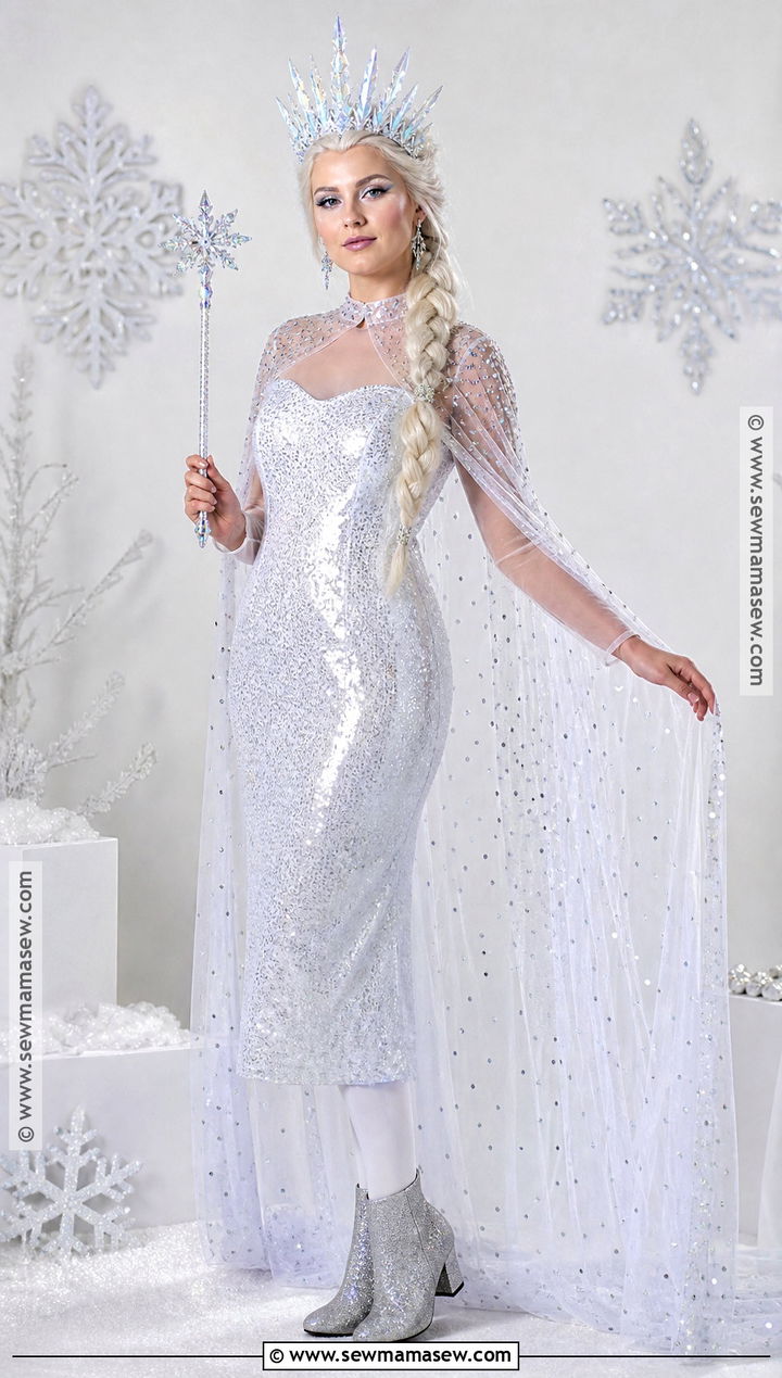 White Ice Queen Costume With Crystal Crown - 30 white costume ideas for women