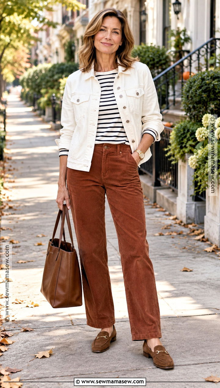 White Jean Jacket With Corduroy Pants - 20 white jean jacket outfits fall