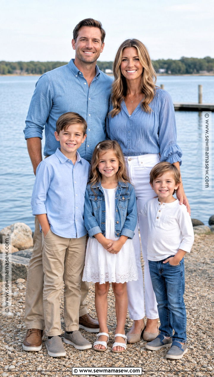 White Jeans And Chambray Family Photo Outfits - 20 early fall family photo outfits