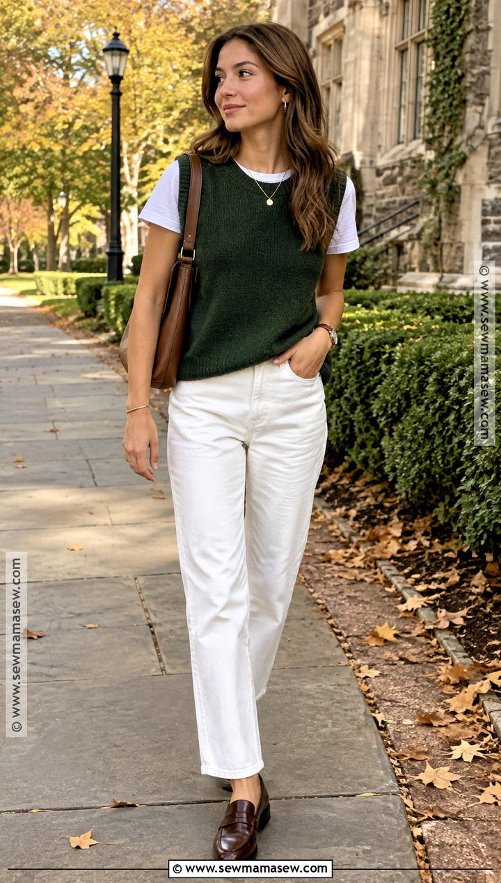 White Jeans With Sweater Vest - 20 white jeans outfit fall 2026
