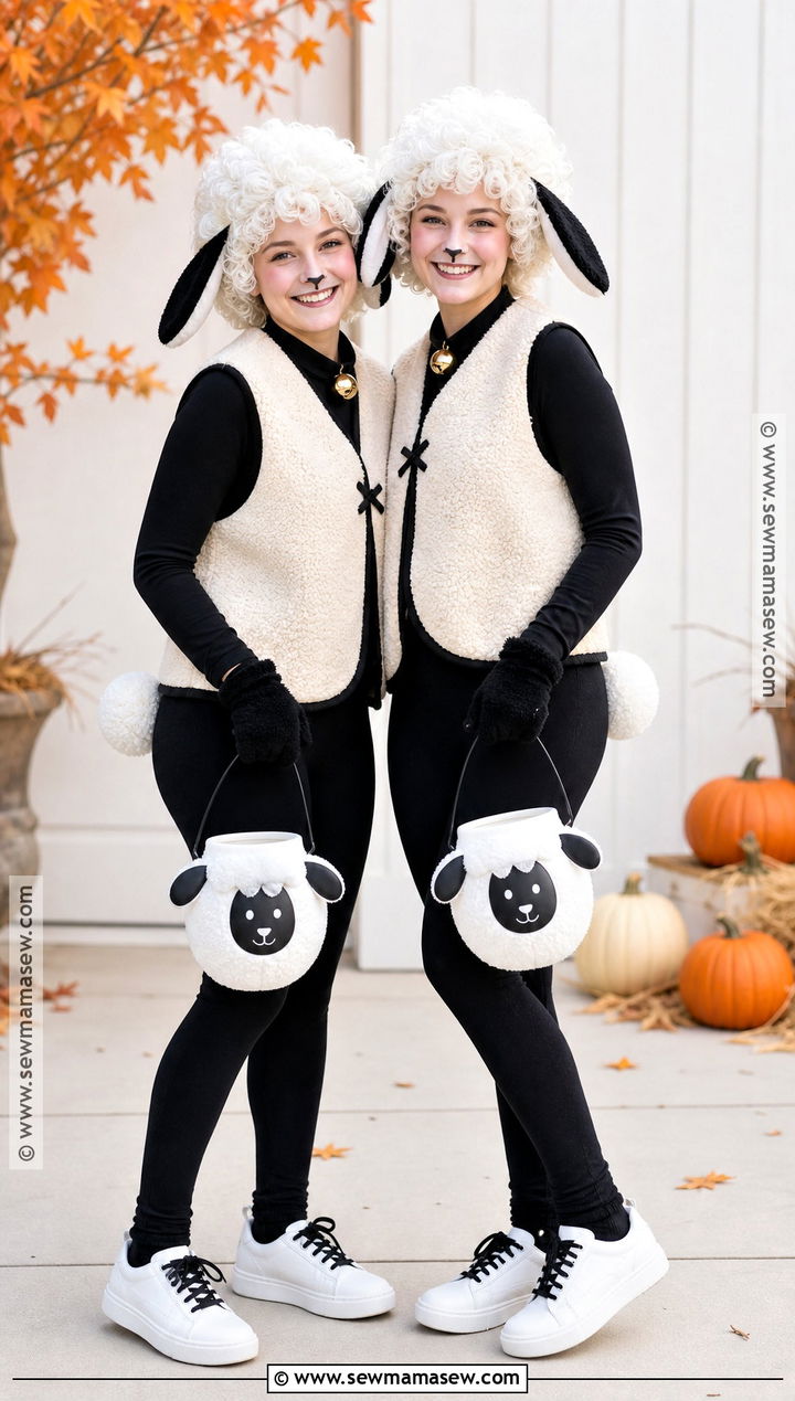 White Lamb And Black Lamb Duo Costume - 30 lamb halloween costume ideas