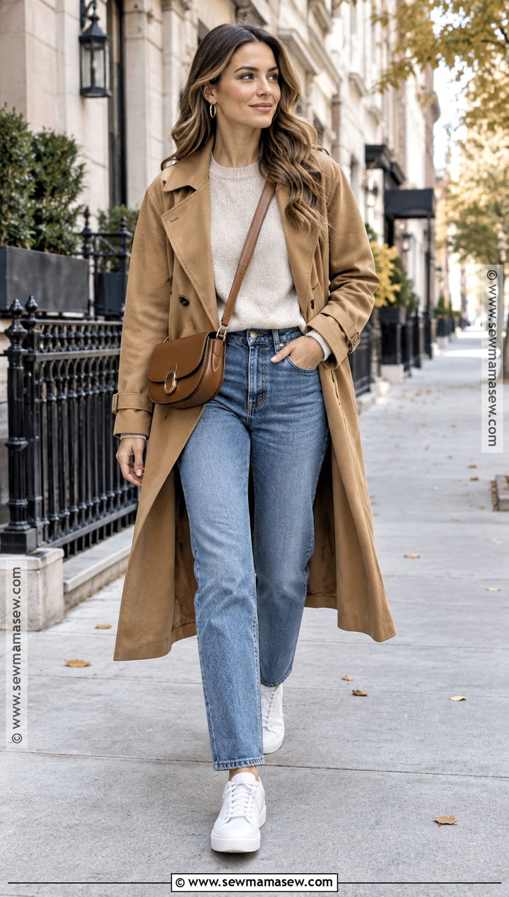 White Leather Sneakers With Straight Leg Jeans - 20 sneakers for fall