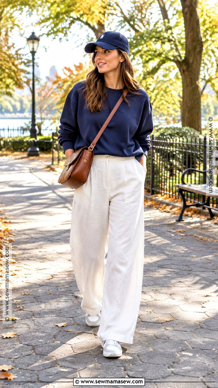 White Linen Pants With Graphic Sweatshirt - 20 white linen pants outfit fall