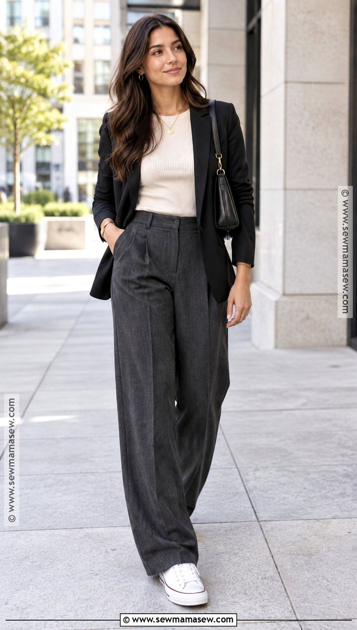White Low Top Converse With Wide Leg Trousers - 15 Converse Sneakers Fall Fashion