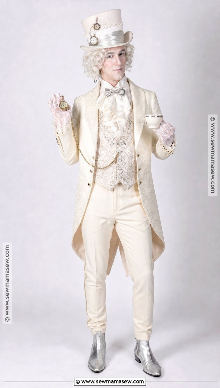 White Mad Hatter Costume With Silver Accessories - 50 mad hatter costume ideas