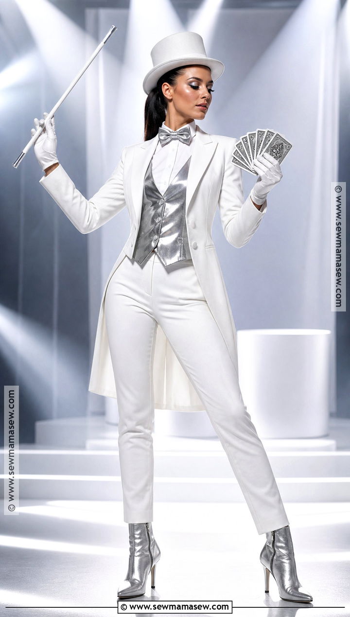 White Magician Costume With Silver Details - 35 Magician Costume Ideas for Women