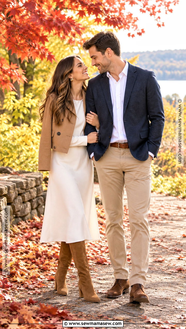 White Midi Dress And Suede Boots Engagement Outfit - 25 fall engagement pictures outfit ideas