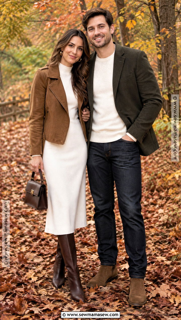 White Midi Dress Fall Engagement Outfit - 15 cute fall engagement outfits