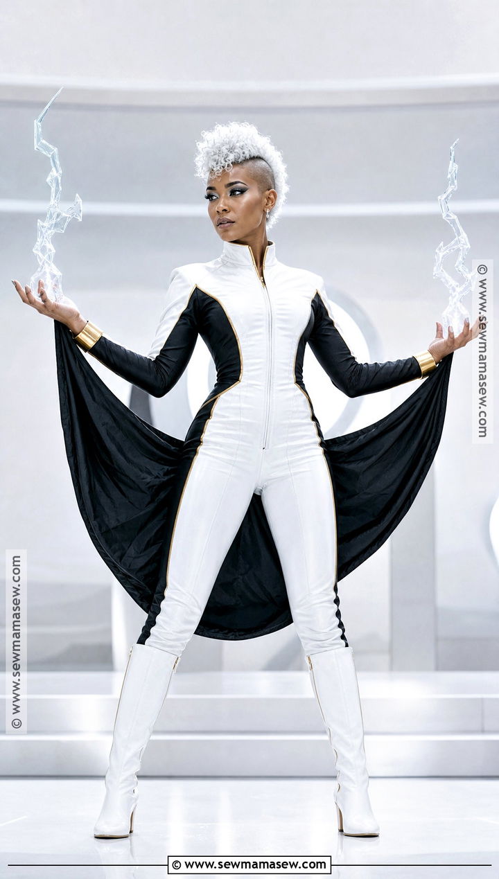 White Mohawk Storm Cosplay With Black Cape - 30 storm cosplay ideas
