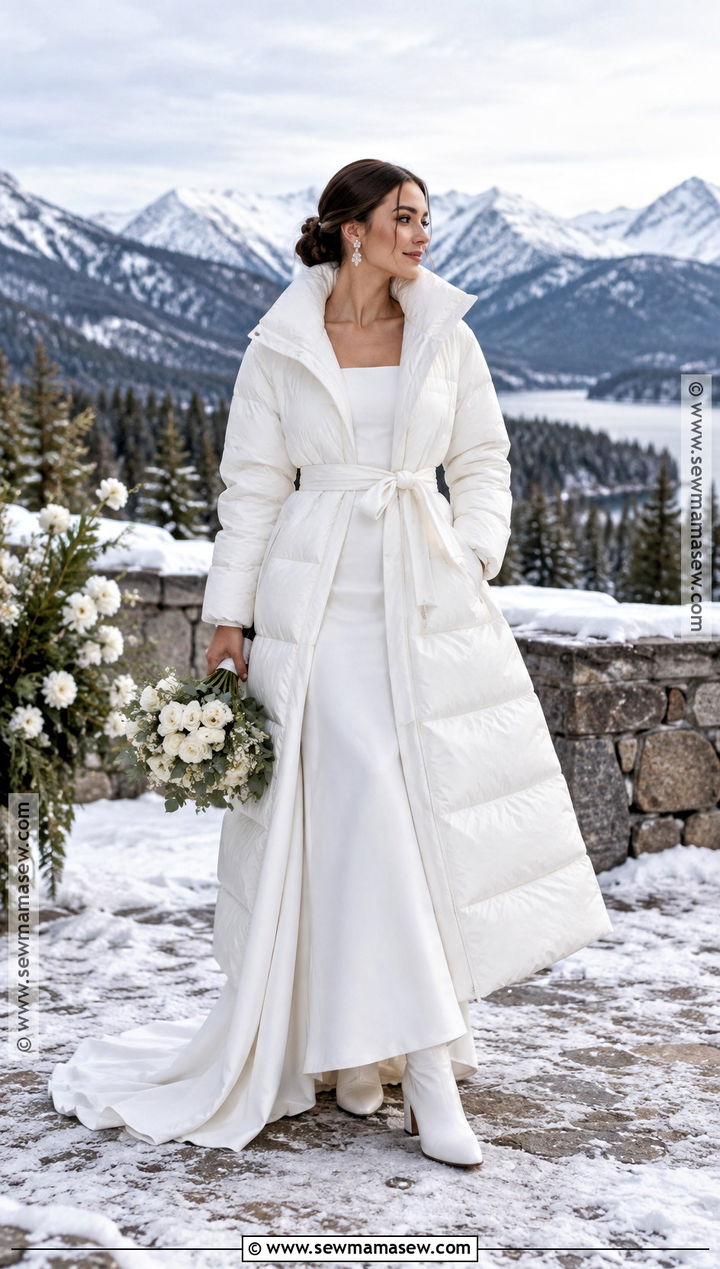 White Puffer Coat For Bride - 15 fall wedding coats for brides