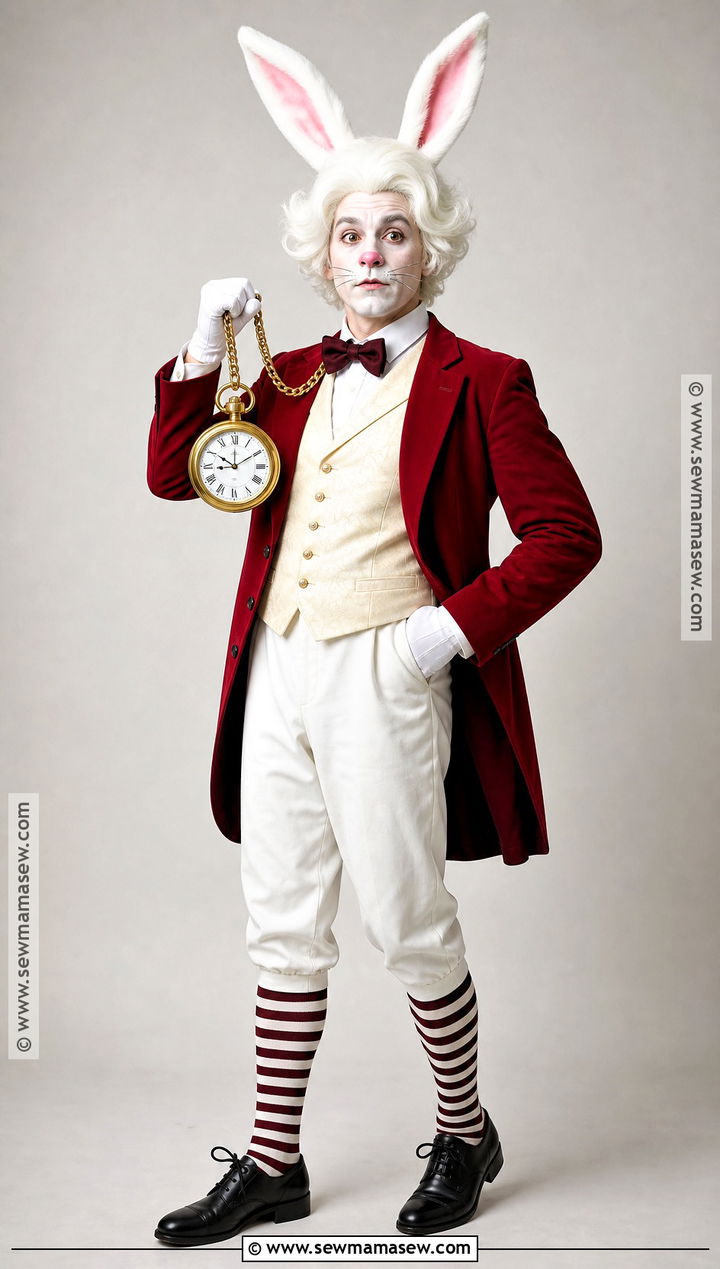 White Rabbit Costume With Red Coat - 35 alice in wonderland costume ideas