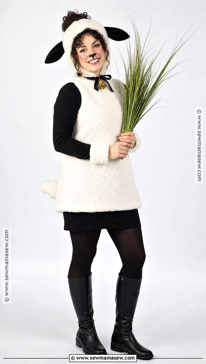 White Sheep Costume With Black Dress - 30 Sheep Costume Ideas for Women