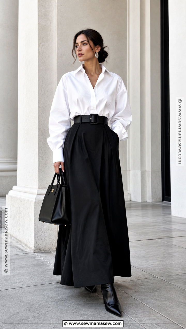 White Shirt And Black Maxi Skirt Outfit - 20 Fall Winter 2026 Fashion Trends