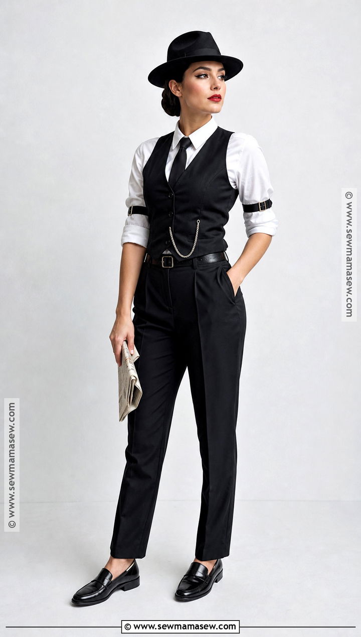 White Shirt And Black Tie Mobster Costume - 30 mobster costume ideas for females