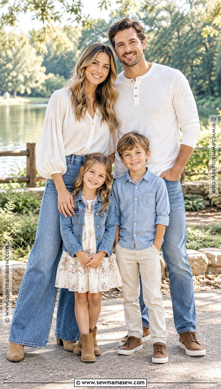 White Shirt And Blue Jeans September Family Photo Outfits - 25 september family pictures outfits
